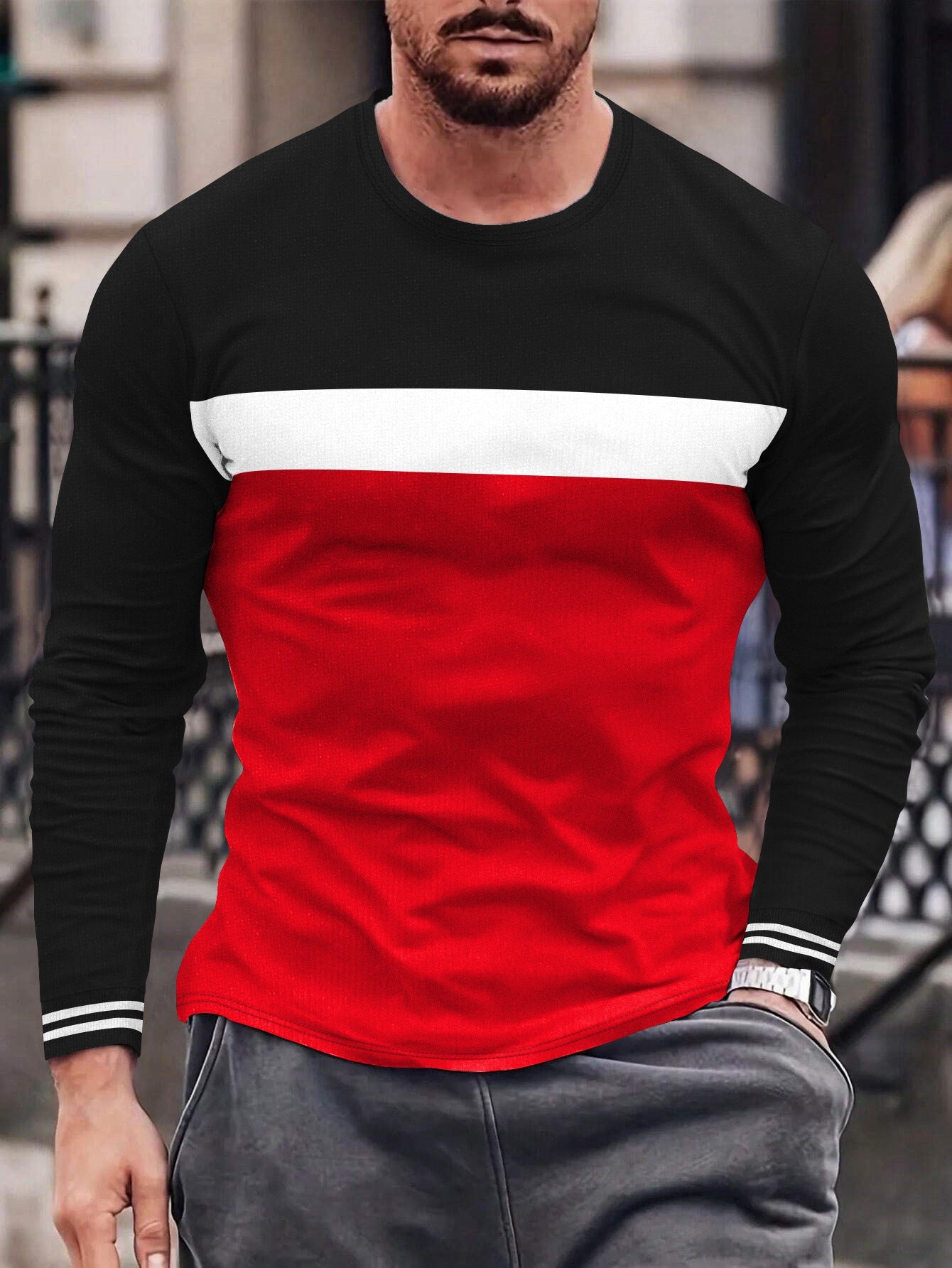 Herren Langarmshirt Bequem Sportlich Modern