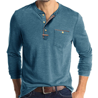 Herren Langarm-Shirt Elegantes Hemd mit Kontrast-Details Modern