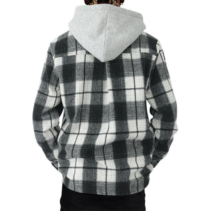 Herren Flanelljacke kariert mit Kapuze und Brusttaschen