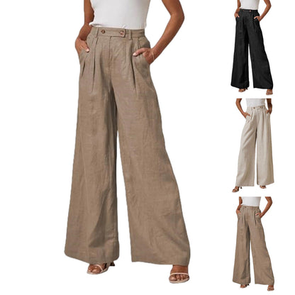 Damenhose Leinen Elegant Hochtailliert Damen - BerlinGlamour