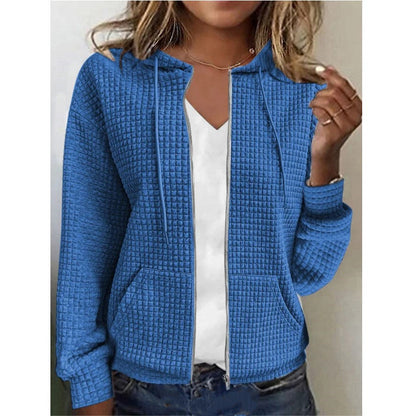 Damen Kapuzenjacke Leicht Waffelstruktur mit Taschen Modern