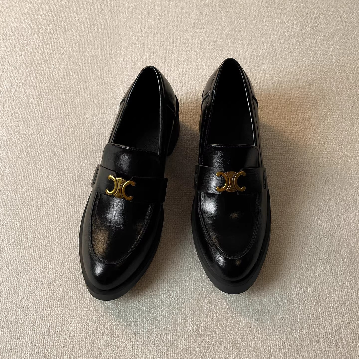 Damen Loafers Elegantes Design Blockabsatz Schnalle