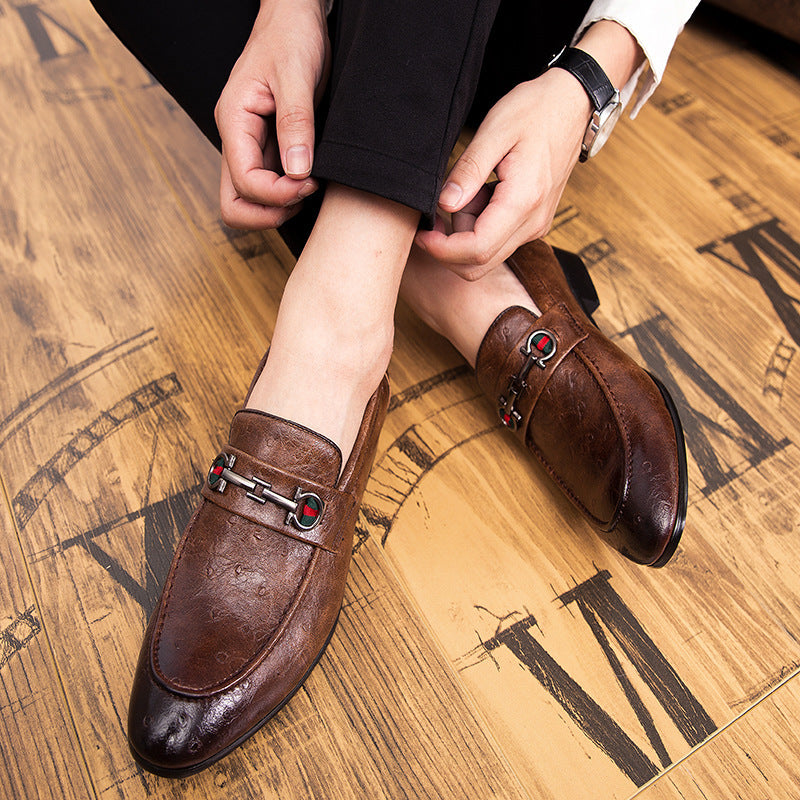 Herren Mokassins Leder Elegant Schnallenverschluss Schwarz