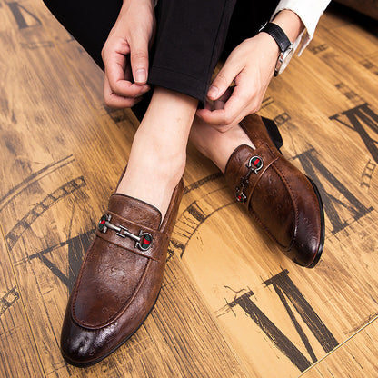 Herren Mokassins Leder Elegant Schnallenverschluss Schwarz