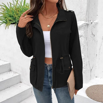 Damen Übergangsjacke Verstellbar Taschen Modern