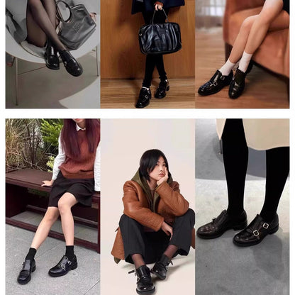 Damen Schuhe Doppelmonk Elegante Perforiert Schwarz