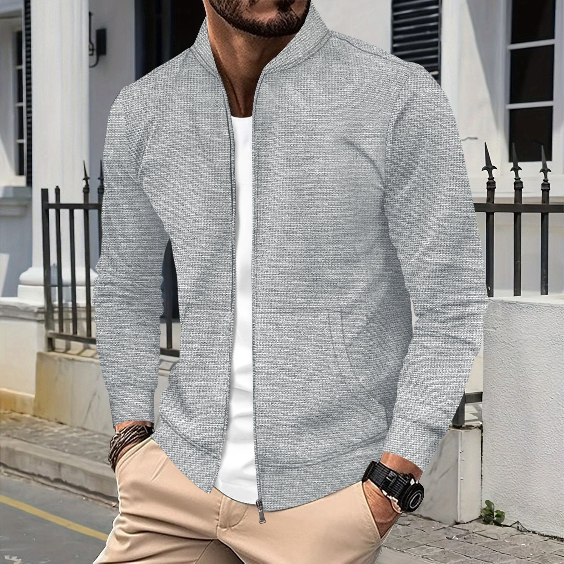 Herren Sportjacke Reißverschluss Praktisch Freizeit - BerlinGlamour