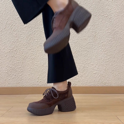 Damen Plateau Schuhe Bequem Schnürschuhe Robust