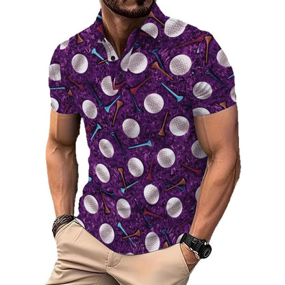 Herren Polohemd Golf Motiv Modern Trendig