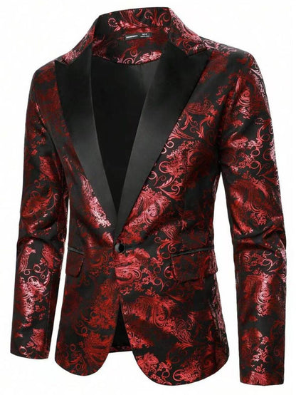 Herren Blazer Elegant mit Pailletten und Floralmuster
