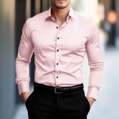 Herren Slim Fit Langarmhemd Elegant Modern