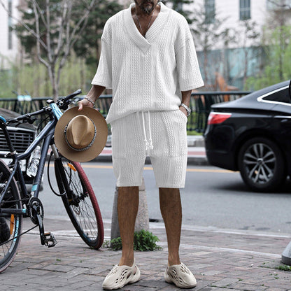 Herren Strickset V-Ausschnitt Elastisch Casual