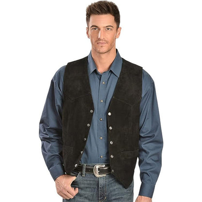 Herren Lederweste Elegante Wildleder schwarz Klassiker - BerlinGlamour