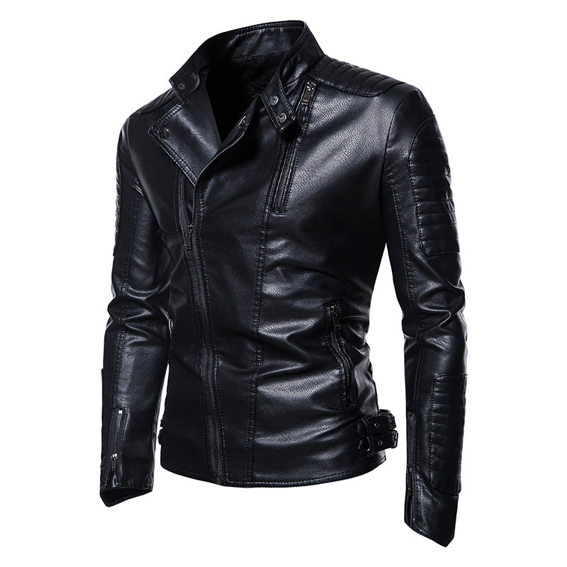 Leder Bikerjacke Herren Robust Reißverschluss Taschen Modern - BerlinGlamour