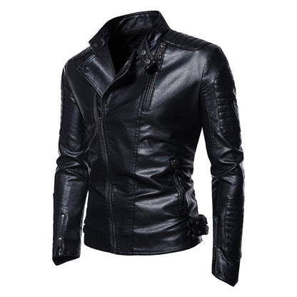 Leder Bikerjacke Herren Robust Reißverschluss Taschen Modern - BerlinGlamour