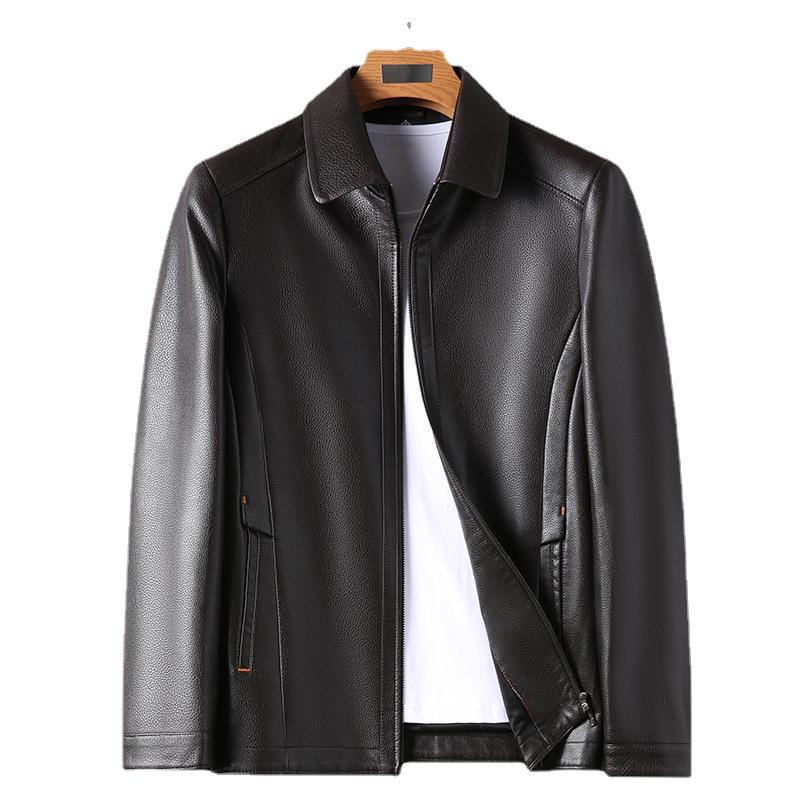 Lederjacke Herren Modern Elegant Schnitt Schwarz