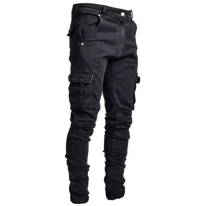 Herren Jeans Slim Fit Cargo Hose Multifunktional