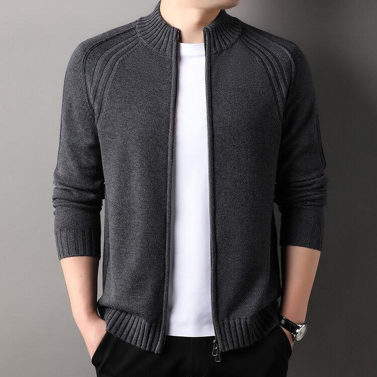 Herren Strickjacke Reißverschluss Kragen Hoch Modern