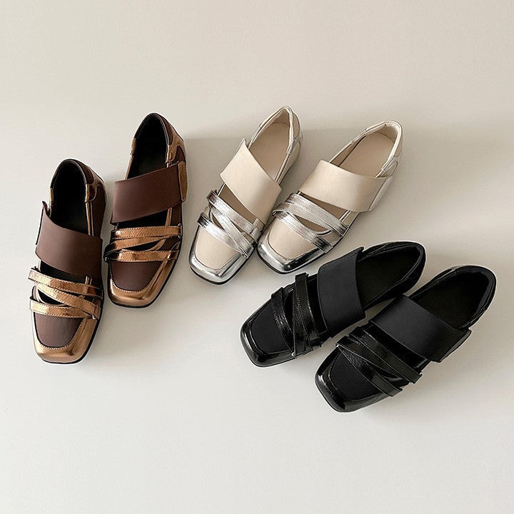Damen Ballerina Schuhe Metallic Details Modern - BerlinGlamour