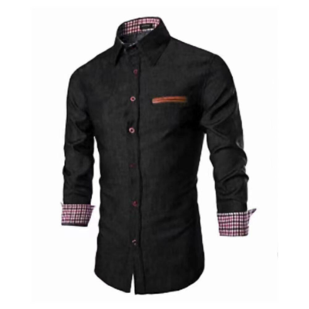 Herren Denim Hemd Langarm Modern Slim Fit