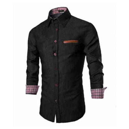 Herren Denim Hemd Langarm Modern Slim Fit