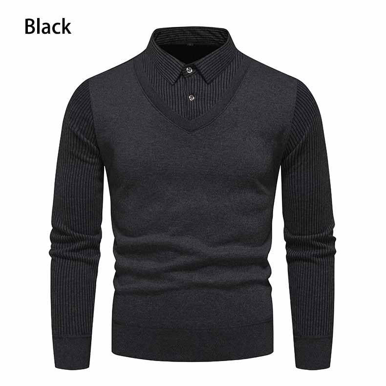 Herren Strickpullover V-Ausschnitt Modern Rippenmuster