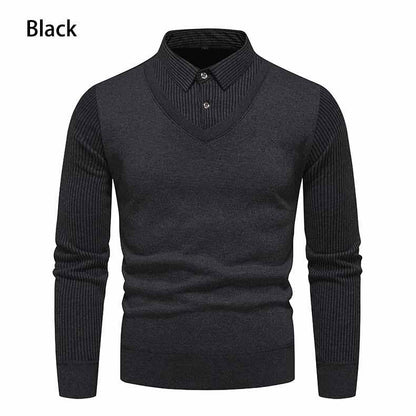 Herren Strickpullover V-Ausschnitt Modern Rippenmuster