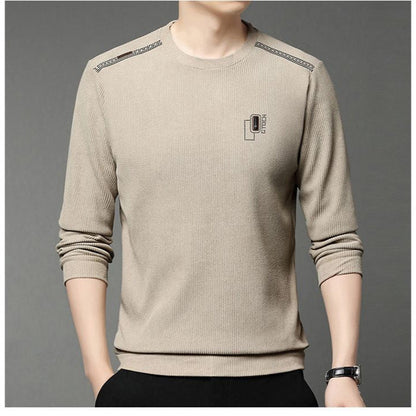 Herren Pullover Modern Rundhals mit Kontrastkragen