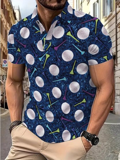 Herren Polohemd Golf Motiv Modern Trendig