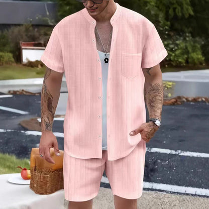 Herren Kurzarm Anzug Sommer Leicht Modern Mit Taschen