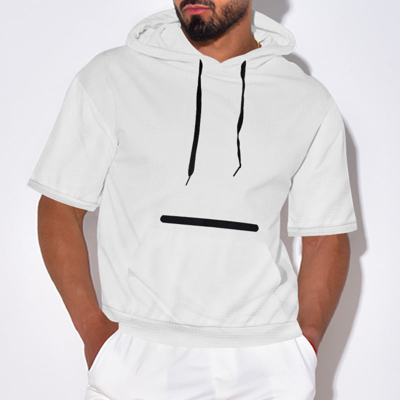 Herren Hoodie Kurzarm atmungsaktiv mit Kängurutasche Sportlich - BerlinGlamour