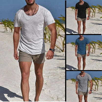 Herren Rundhalsshirt Modern mit Brusttasche und Slim Fit - BerlinGlamour