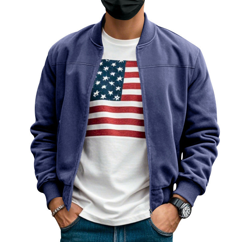 Herren Collegejacke Reißverschluss Warm Modern
