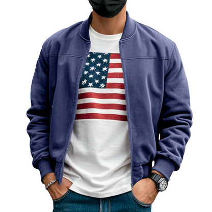Herren Collegejacke Reißverschluss Warm Modern
