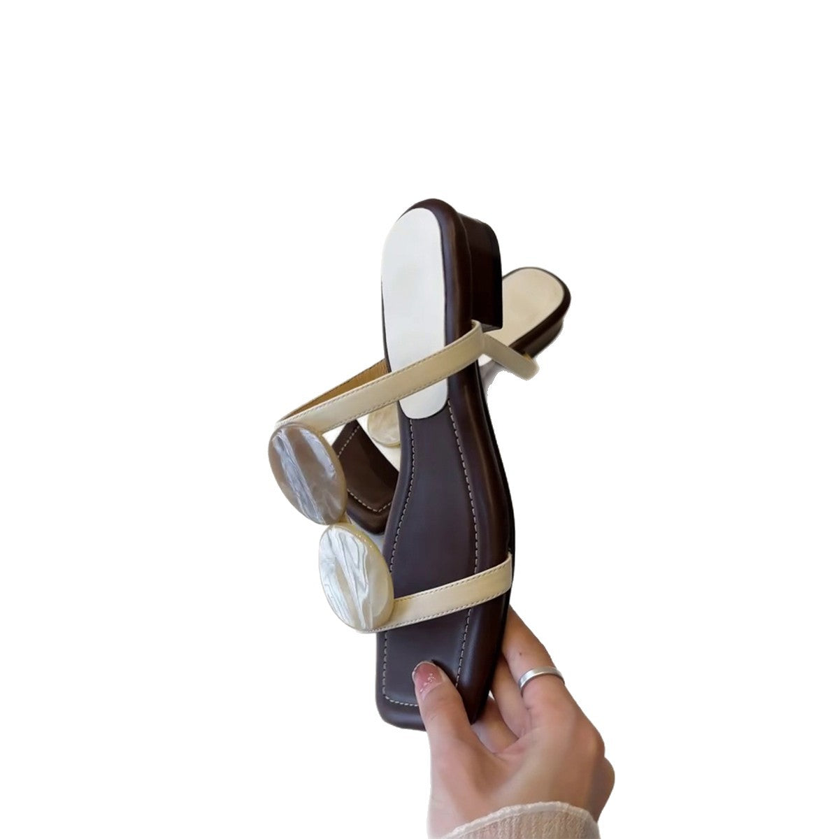 Damen Flip Flops Elegant mit Perlen Dekoration
