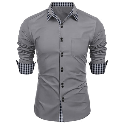 Elegantes Herrenhemd Langarm Kontrastkragen Modern