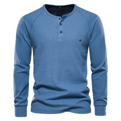 Herren Langarmshirt Modern mit Knopfleiste und Struktur Oberfläche