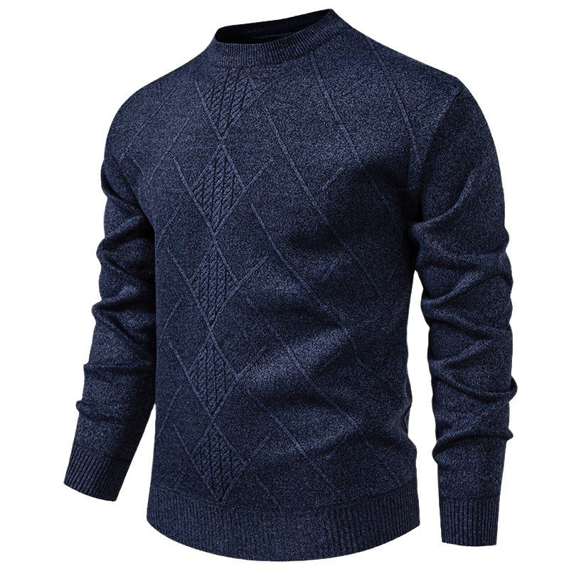 Herren Strickpullover Fein Strukturiert Rundhals