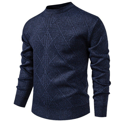 Herren Strickpullover Fein Strukturiert Rundhals