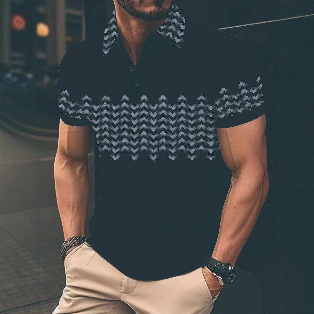 Herren Poloshirt Modern Musterdetails Slim Fit