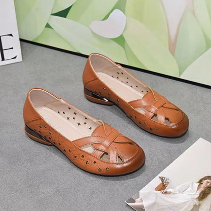 Damen Ballerina Schuhe Bequem Cut-Out Modern