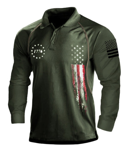 Herren Poloshirt Langarm Patriotisch Berlin Style