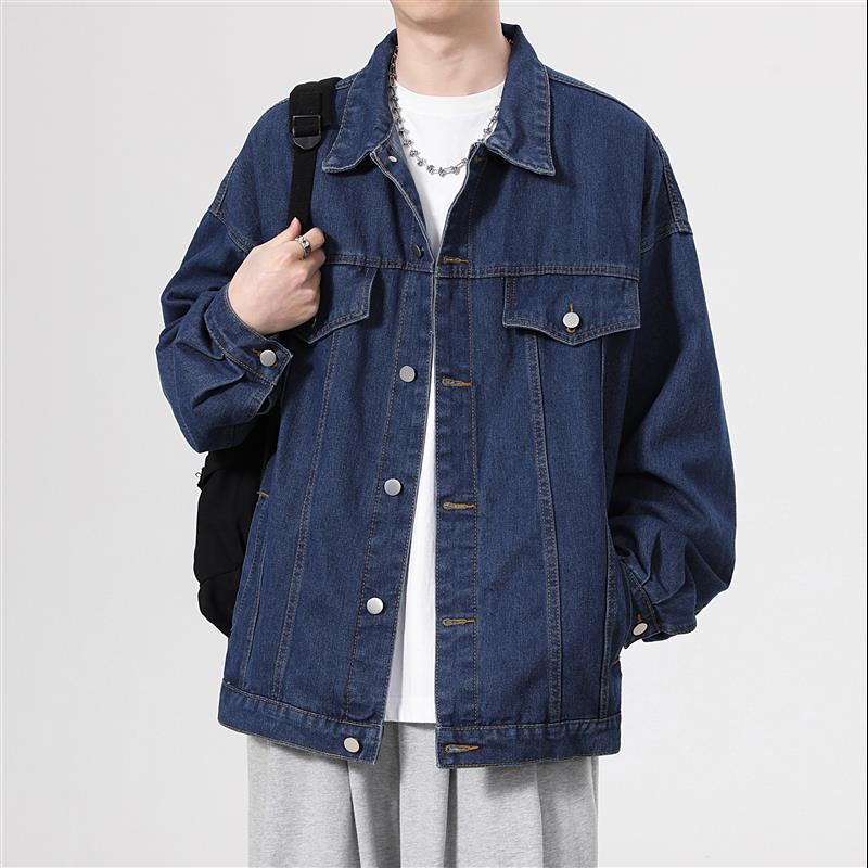 Herren Denimjacke Oversized Lässig mit Brusttaschen