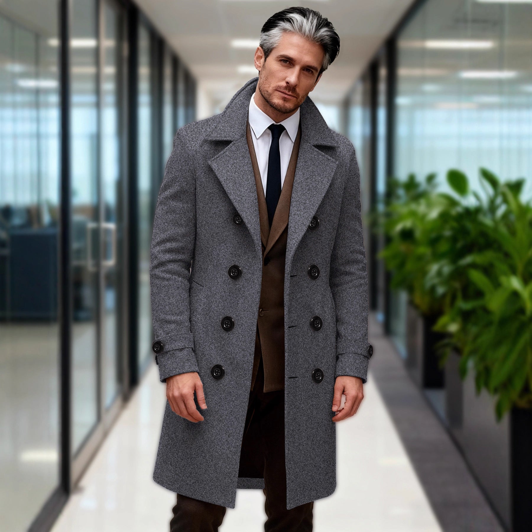 Herren Wollmantel Doppelreihig Modern Schnitt - BerlinGlamour