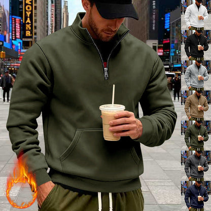 Herren Sweatshirt Halbzipper Grau Sportlich