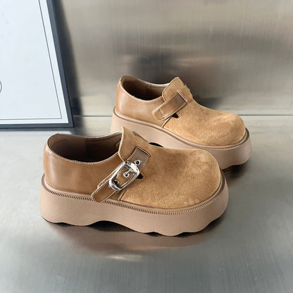 Damen Clogs Plateau Bequem Schnallenverschluss Rutschfest