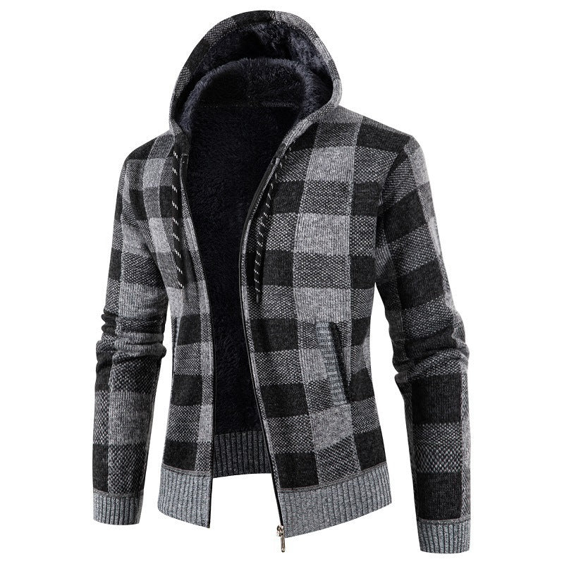 Herren Fleecejacke Karomuster Weich Warm