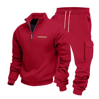 Herren Sportanzug Set Hochkragen Taschen Freizeit