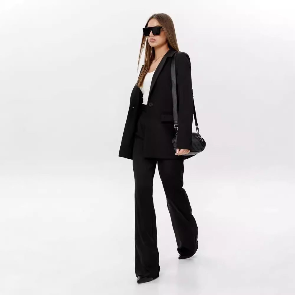 Damen Blazer Anzug mit High-Waist Hose - BerlinGlamour