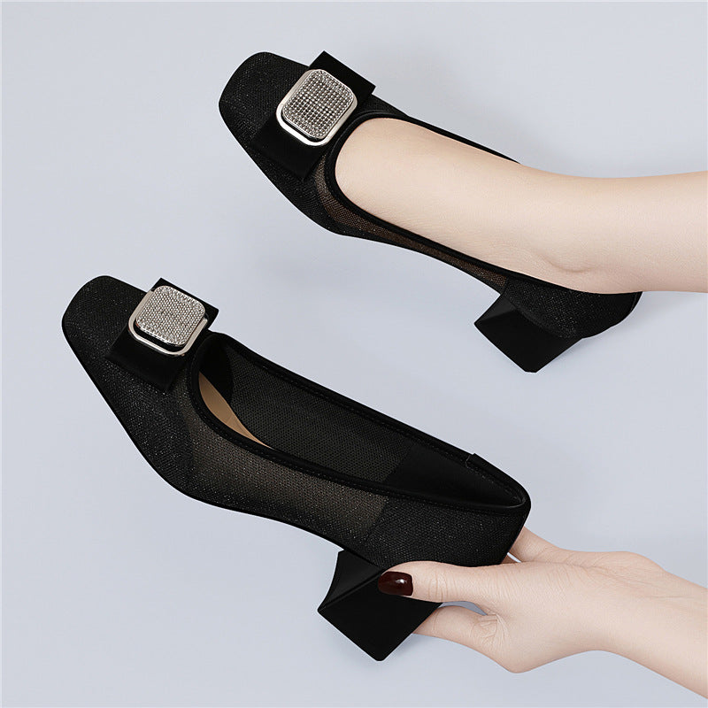 Elegante Damen Ballerinas mit Schmuckdetail Schwarz